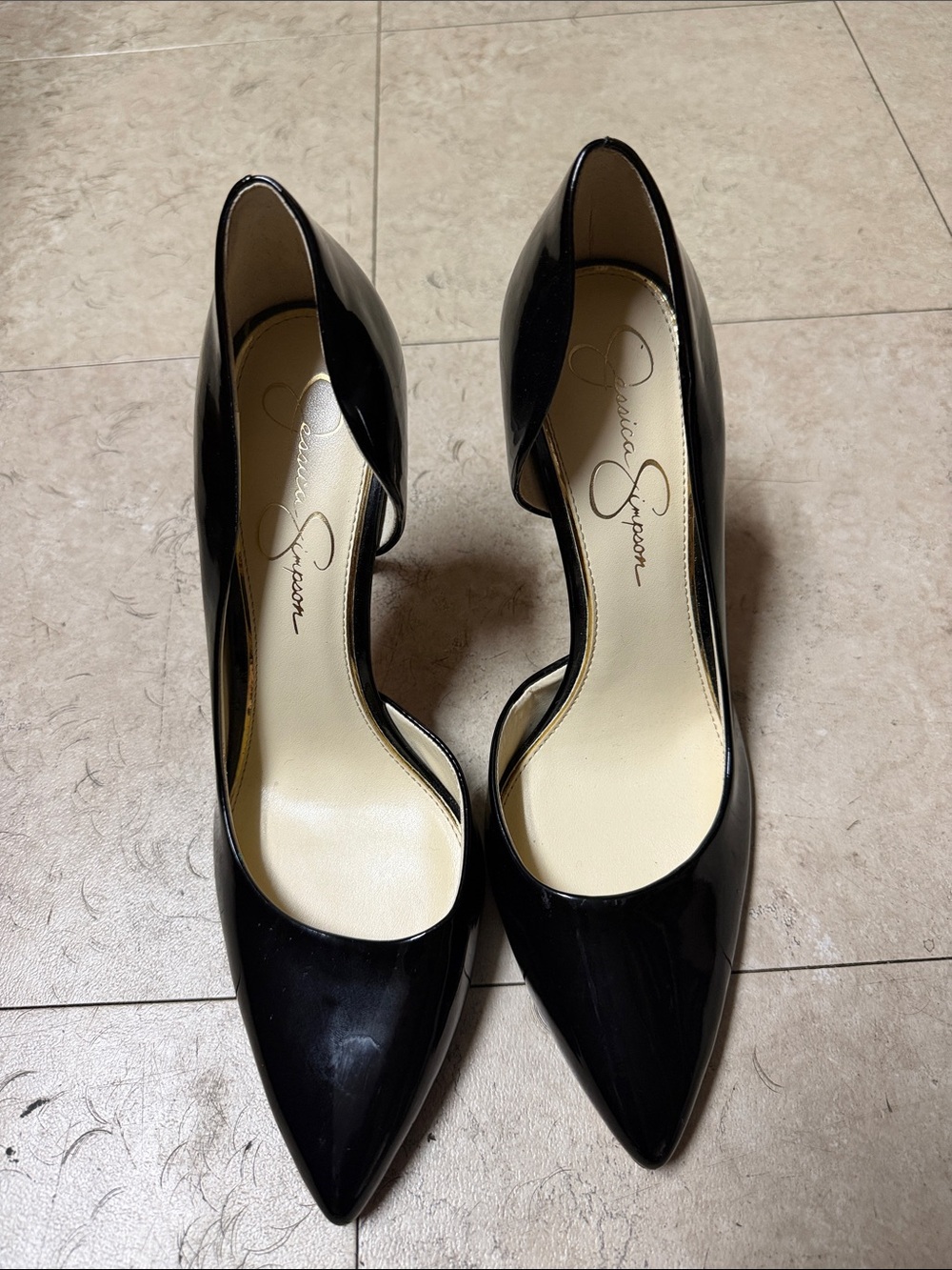 Jessica Simpson Black Patent Pointed D'Orsay Pumps